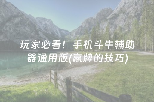 玩家必看！手机斗牛辅助器通用版(赢牌的技巧)