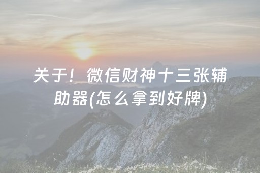 关于！微信财神十三张辅助器(怎么拿到好牌)