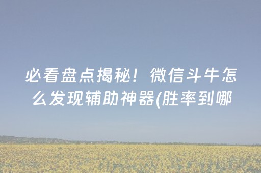 必看盘点揭秘！微信斗牛怎么发现辅助神器(胜率到哪调)