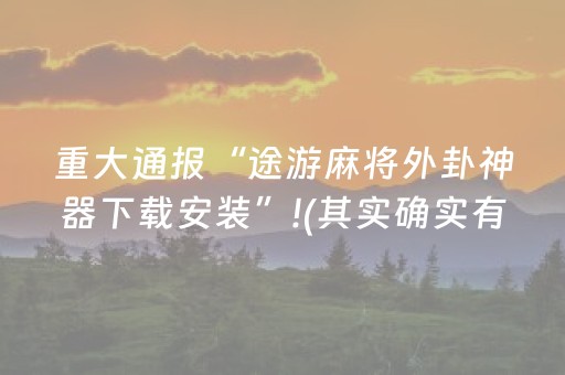 重大通报“途游麻将外卦神器下载安装”!(其实确实有挂)-抖音
