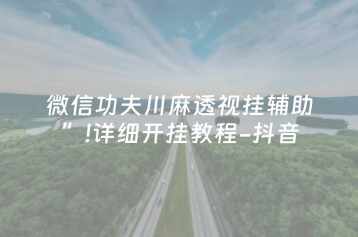 微信功夫川麻透视挂辅助”!详细开挂教程-抖音