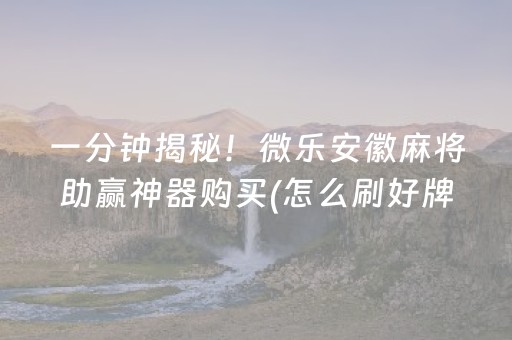 一分钟揭秘！微乐安徽麻将助赢神器购买(怎么刷好牌)