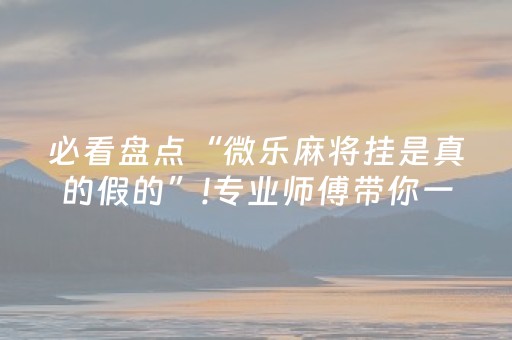 实测结果“微乐河北麻将自建房输赢规律（助赢神器通用版）