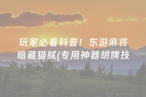 玩家必看科普！东游麻将暗藏猫腻(专用神器胡牌技巧)