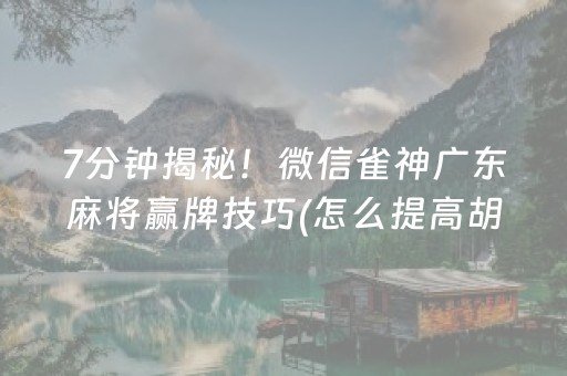 7分钟揭秘！微信雀神广东麻将赢牌技巧(怎么提高胡牌率)