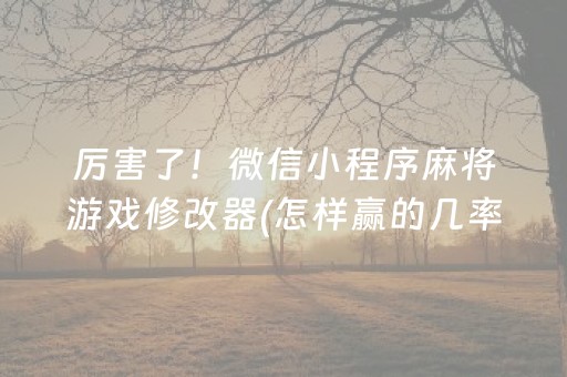 厉害了！微信小程序麻将游戏修改器(怎样赢的几率大)