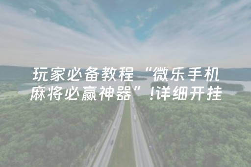 玩家必备教程“微乐手机麻将必赢神器”!详细开挂教程-抖音
