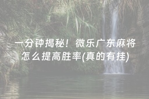一分钟揭秘！微乐广东麻将怎么提高胜率(真的有挂)