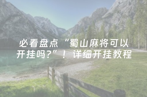 必看盘点“蜀山麻将可以开挂吗?”！详细开挂教程（确实真的有挂)-抖音