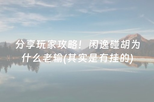 分享玩家攻略！闲逸碰胡为什么老输(其实是有挂的)