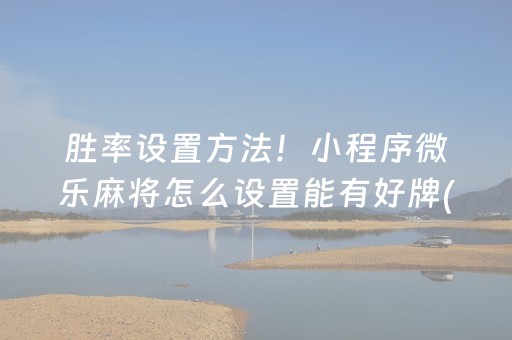 胜率设置方法！小程序微乐麻将怎么设置能有好牌(老是输怎么回事)