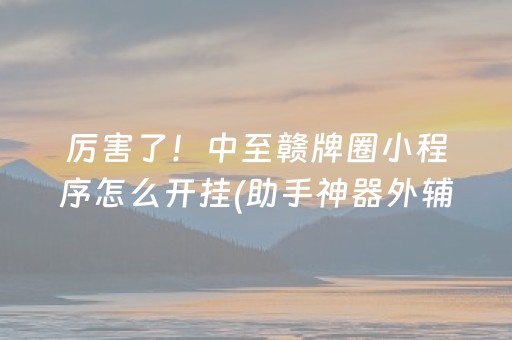 厉害了！中至赣牌圈小程序怎么开挂(助手神器外辅工具)