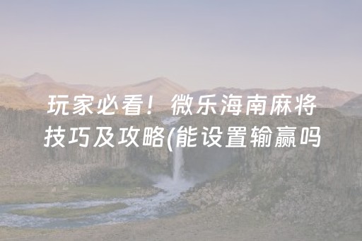 玩家必看！微乐海南麻将技巧及攻略(能设置输赢吗)