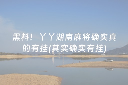 黑料！丫丫湖南麻将确实真的有挂(其实确实有挂)