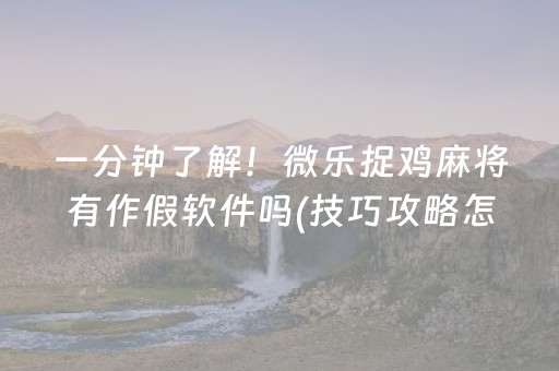 一分钟了解！微乐捉鸡麻将有作假软件吗(技巧攻略怎样拿好牌)