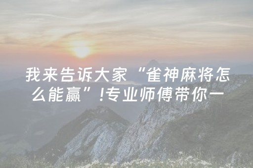 教程辅助“雀神辅助器ios版（助赢神器通用版）