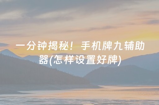 一分钟揭秘！手机牌九辅助器(怎样设置好牌)