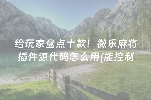 给玩家盘点十款！微乐麻将插件源代码怎么用(能控制输赢吗)