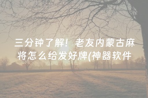 三分钟了解！老友内蒙古麻将怎么给发好牌(神器软件)
