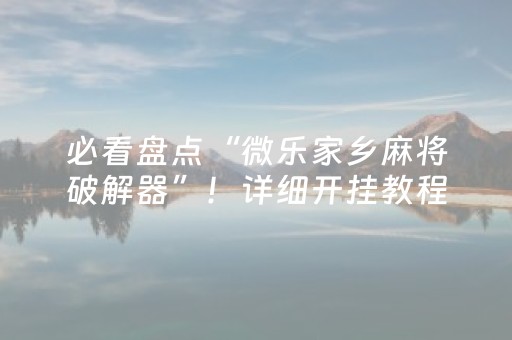 必看盘点“微乐家乡麻将破解器”！详细开挂教程（确实真的有挂)-抖音
