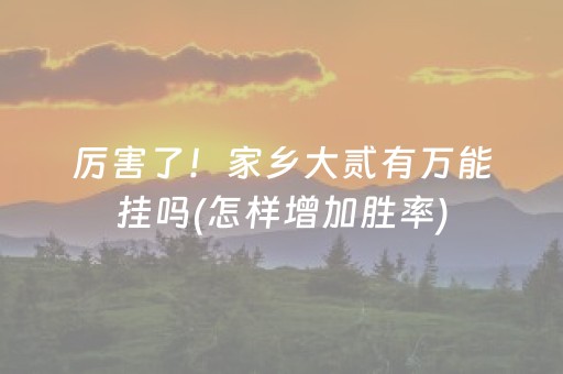 厉害了！家乡大贰有万能挂吗(怎样增加胜率)