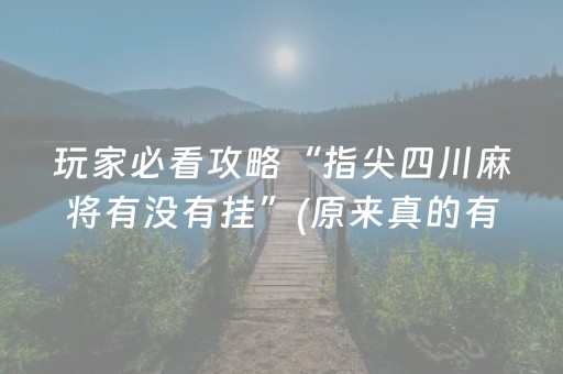 玩家必看攻略“指尖四川麻将有没有挂”(原来真的有挂)-抖音