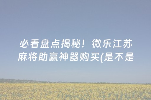 必看盘点揭秘！微乐江苏麻将助赢神器购买(是不是有猫腻)