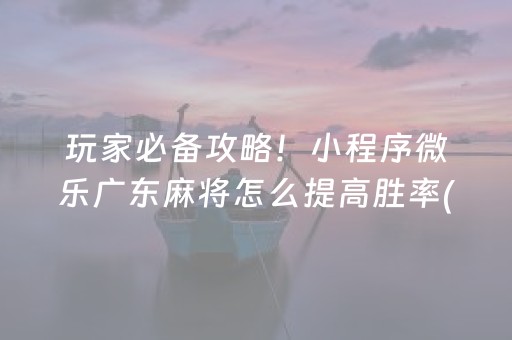 玩家必备攻略！小程序微乐广东麻将怎么提高胜率(软件只赢不输)