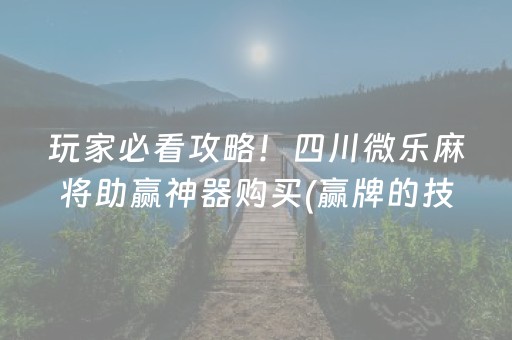 玩家必看攻略！四川微乐麻将助赢神器购买(赢牌的技巧)