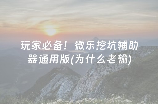 玩家必备！微乐挖坑辅助器通用版(为什么老输)