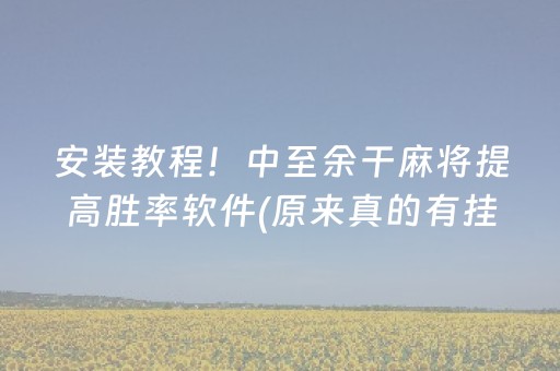 安装教程！中至余干麻将提高胜率软件(原来真的有挂)