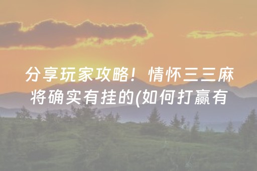 分享玩家攻略！情怀三三麻将确实有挂的(如何打赢有插件吗)