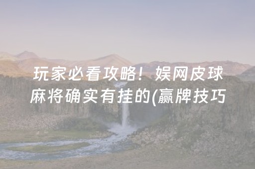 玩家必看攻略！娱网皮球麻将确实有挂的(赢牌技巧插件安装)
