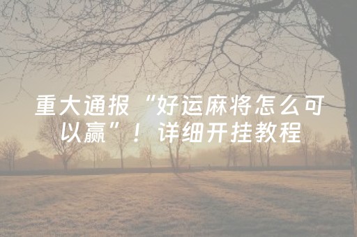 重大通报“好运麻将怎么可以赢”！详细开挂教程（确实真的有挂)-抖音