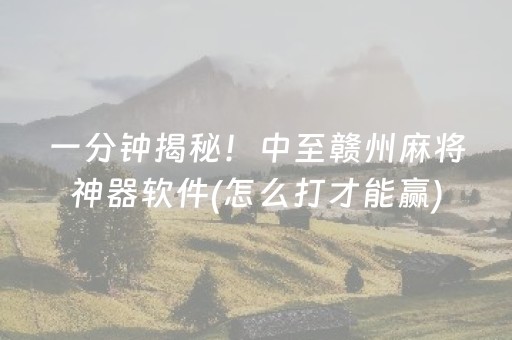 一分钟揭秘！中至赣州麻将神器软件(怎么打才能赢)