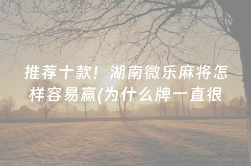 推荐十款！湖南微乐麻将怎样容易赢(为什么牌一直很差)