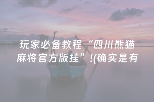 玩家必备教程“四川熊猫麻将官方版挂”!(确实是有挂)-抖音