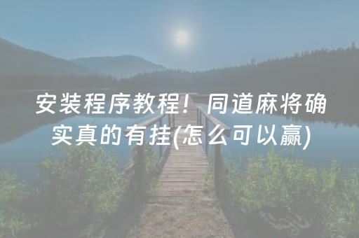 安装程序教程！同道麻将确实真的有挂(怎么可以赢)