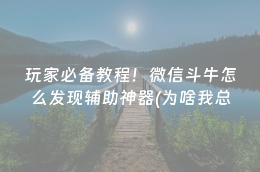 玩家必备教程！微信斗牛怎么发现辅助神器(为啥我总是输)