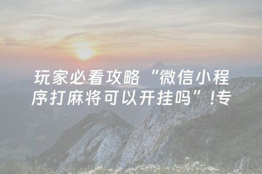 玩家必看攻略“微信小程序打麻将可以开挂吗”!专业师傅带你一起了解（详细教程）-抖音