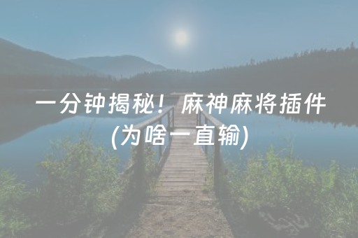 一分钟揭秘！麻神麻将插件(为啥一直输)