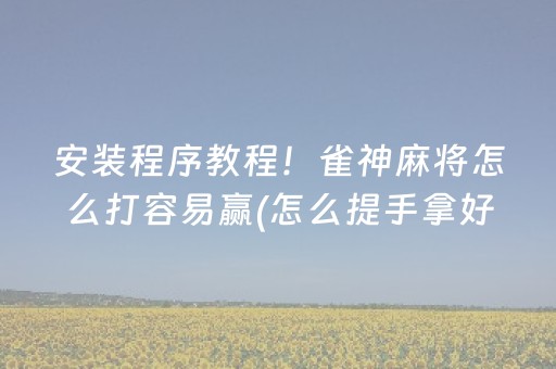 安装程序教程！雀神麻将怎么打容易赢(怎么提手拿好牌)