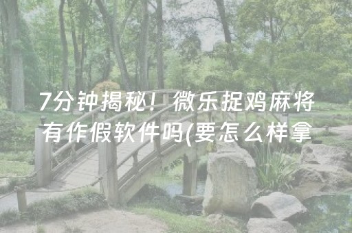 7分钟揭秘！微乐捉鸡麻将有作假软件吗(要怎么样拿到好牌)