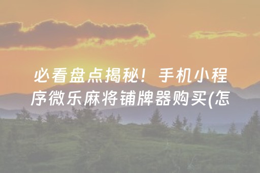 必看教程“雀神麻将铺牌器购买”（详细透视教程）-哔哩哔哩