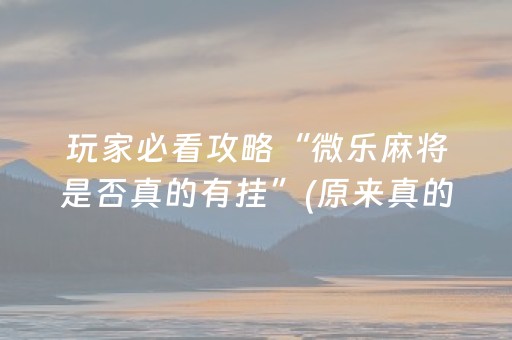 玩家必看攻略“微乐麻将是否真的有挂”(原来真的有挂)-抖音