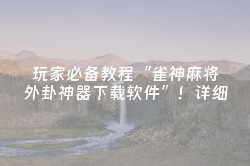 胜率设置方法“微乐麻将专用神器（助赢神器通用版）