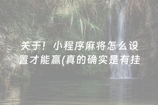 关于！小程序麻将怎么设置才能赢(真的确实是有挂)