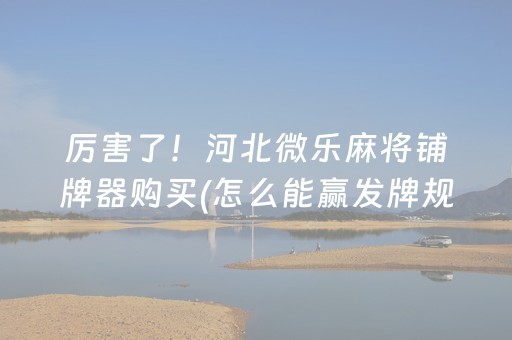 厉害了！河北微乐麻将铺牌器购买(怎么能赢发牌规律)