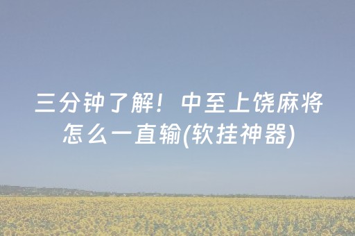 三分钟了解！中至上饶麻将怎么一直输(软挂神器)
