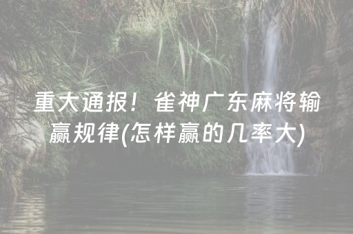 重大通报！雀神广东麻将输赢规律(怎样赢的几率大)